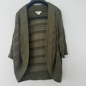Liz Claiborne Olive Green Open-Knit Cardigan Size XL